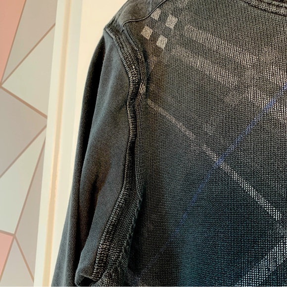 Vintage 90’s Grey Sweater Distressed Argyle Cotton Print Men’s size Medium - Picture 4 of 15